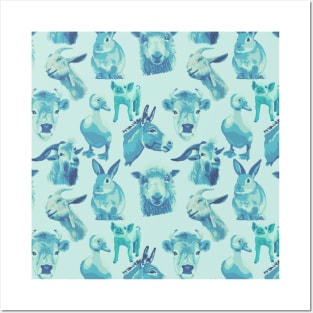 Turquoise Animals All Over Print Posters and Art